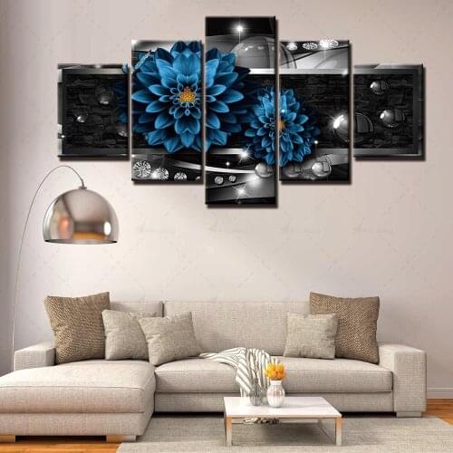 Modular Hd Print Picture Blue Flower Paintings Home Plant Decoration Canvas Modern Poster Wall Artwork For Living Room Framework