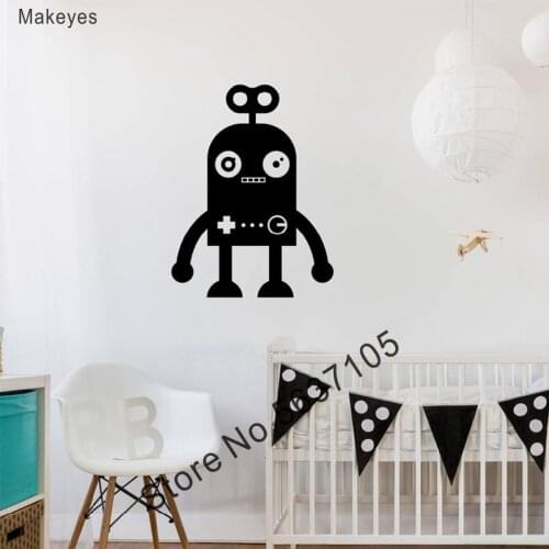 Makeyes Little Robot Wall Stickers Nursery Wall Decals Boys Bedroom Wall Decor Art Decoration Robots Design Mural Wallpaper Q169