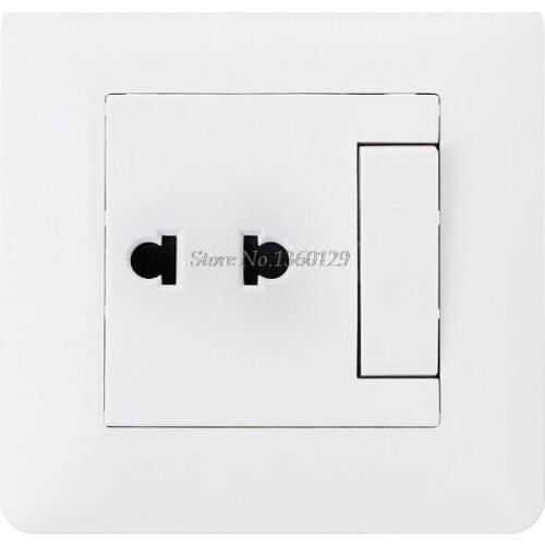 Wall Outlet 2 Hole Universal Power Socket With 1 Gang 2 Way Light Switch Porcelain White Wall Panel Dropship