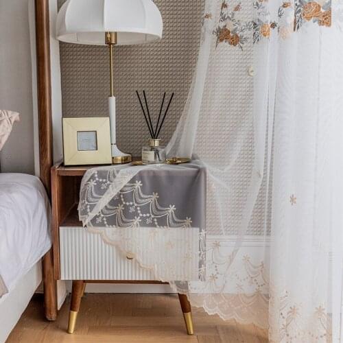 The New Fashion Simple Home Windows Curtains Embroidered Gauze Small Fresh Embroidery Screens Bedroom Curtains Yarn