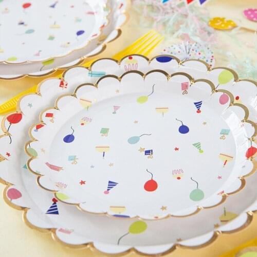 Disposable Picnic Cake Plate Paper Table Cloth Napkin Dessert Table Decoration Arrangement Tableware Childrens Birthday Party
