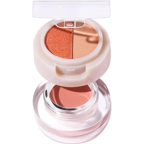 Two-color Stitching Make Up Round Small Eyeshadow Palette Glitter Pearl Matte Easy Apply Makeup Lasting Waterproof Appointment