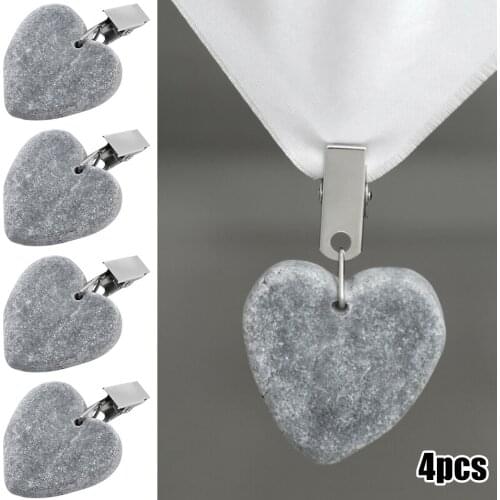 Heart Marble Stone Pendant Tablecloth Weights With Metal Clip Non-SlipTablecloth Clip DIY Hanging Party Picnic Table Cover Decor