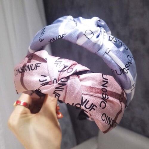 Fashion Headband Women Vintage Twist Hairband Girls Letter Printing Bow Knot Headband Hairband Headwear Hair Band Chic Hoop