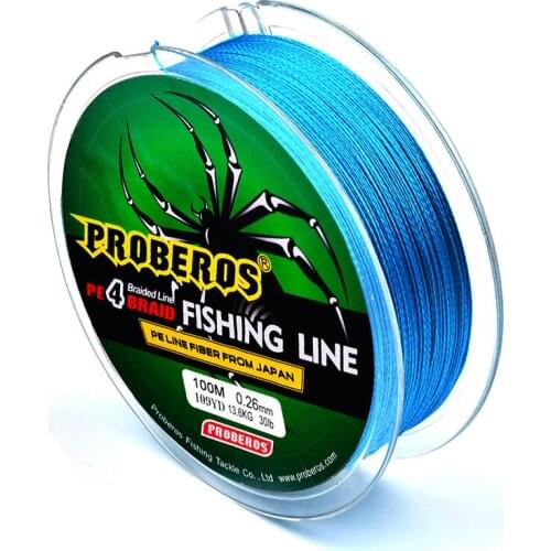 4Series 100M Strong Fishing Line Yellow/Blue/Red/Gray/Green 5-Color PE Line 0.4#-10# Braided Line Green Label