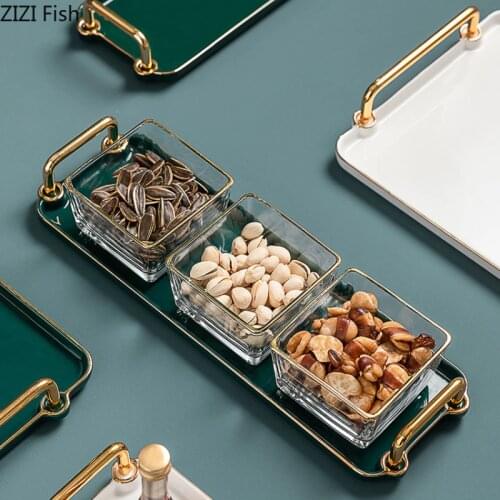 Rectangular Ceramic Storage Tray Cosmetics Jewelry Storage Tray Luxury Home Living Room Desktop Tea Set Tableware Storage Tray