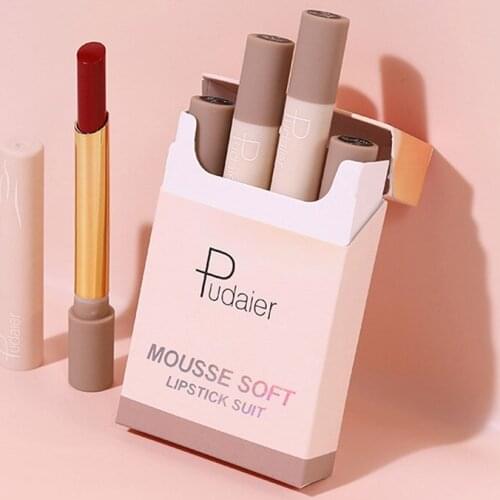 Pudaier 4 Colors Velvet Matte Cigarette Lip Stick Fog Surface Sexy Red Lip Tint Long Lasting Waterproof Maquillaje Batom