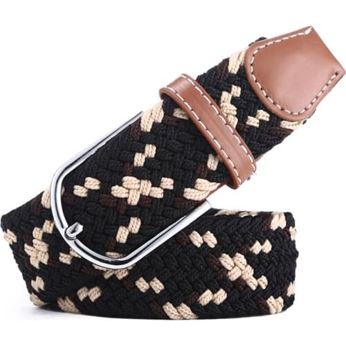 11 Colors Men Women Casual Knitted Pin Buckle Belt Woven Canvas Elastic Expandable Braided Stretch Belts Plain Webbing Strap