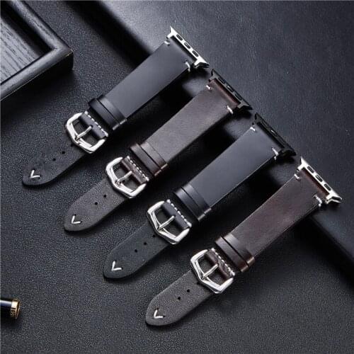 Oil Wax Soft Leather Watch Straps for Apple Series 6 SE 5 4 3 Watch Bracelet Band 38mm 40mm 42mm 44mm Watchbands for iwatch