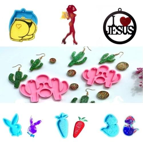 S/M/L Super Glossy Cactus Earring Mold Silicone Mold Epoxy Resin Jewelry Mold Resin Casting Pendant Mold for Diy