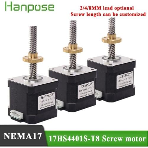 3PCS NEMA17 stepper motor L310mm 17HS4401S-T8 screw 42x40 4 wires 1.7A 40N.cm stepping motor For 3D Printer Monitor Equipment
