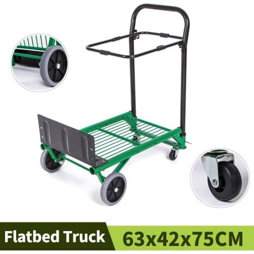 Home Garden Folding Trolley Utility Wagon Foldable Trolley Grocery Cart Portable Trolley 4Wheel Multifunctional Forklift Trolley