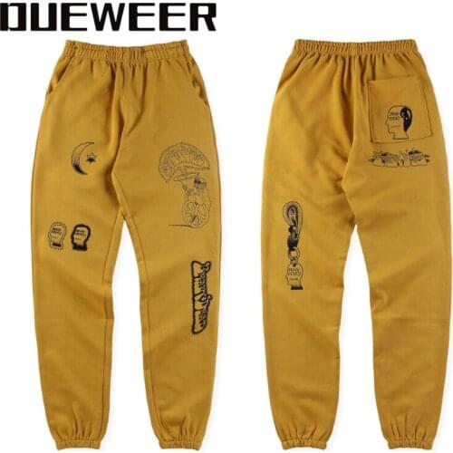 Dueweer Kanye Men Joggers Pants Streetwear Vintage Graffiti Print Sweatpants Women Hip Hop Casual Trousers