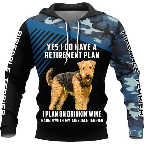 Airedale terrier Dog Hoodie For Men 3D Printed Unisex Spring/Autumn Casual Pullover Loose Hooded Streetwear Dropshipping