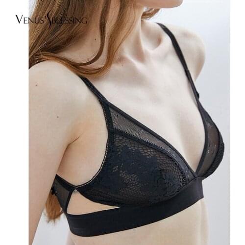 VENUSS BLESSING Ultrathin Lace lingerie set Push Up bras sexy bra set transparent women underwear