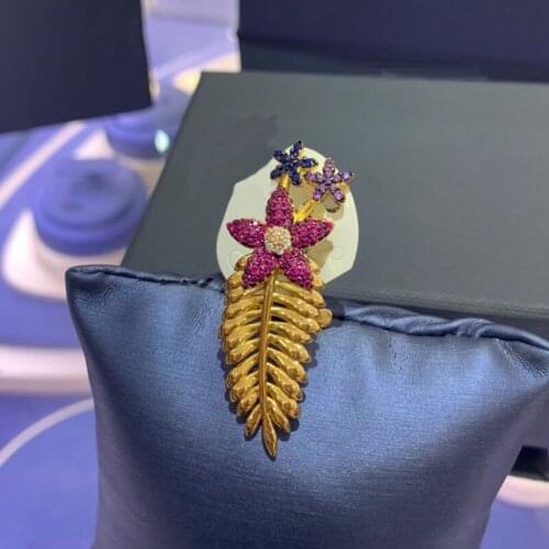 UMGODLY 1 Piece Fashion Copper Multicolor Tropical Jungle Floral and Palm Leaf Ear Cuff Zircon Clip Earring for Women Jewelry