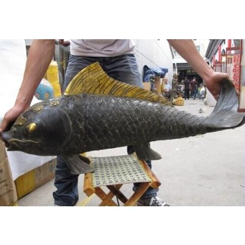 USPS to USA S0500 Folk Classic Bronze Gilt Home Auspicious Feng Shui Wealth carp cyprinoid Fish ST