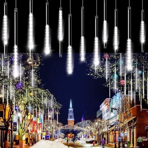 30CM 8Tubes Waterproof Meteor Shower Rain LED String Light 110-240V Drop Raindrop Snow Falling Lamp Outdoor Garden Holiday Decor