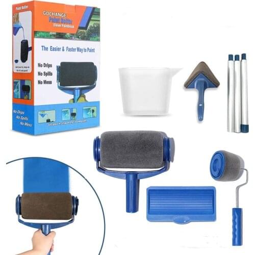 ZK30 Dropshipping Multifunction DIY Paint Roller Brush Handle Tool Flocked Edger Home Office Room Wall Runner Roller Paint Brush