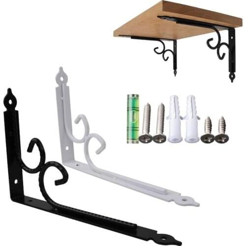 2PCS 150/200/250/300MM Black White Metal Triangle Bracket Heavy Support Wall Mounted Bench Table Rack Shelf Bracket DIY Furnitur