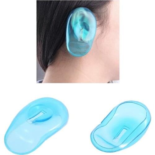 2PCS Clear Silicone Ear Cover Hair Dye Shield Protect Salon Color Blue New can CSV