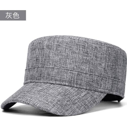 2021 Summer Thin Breathable Cool Linen Army Flat Top Hat Dad Sun Cap Men Women Big Size Military Baeball Caps 56-60cm 61-66cm