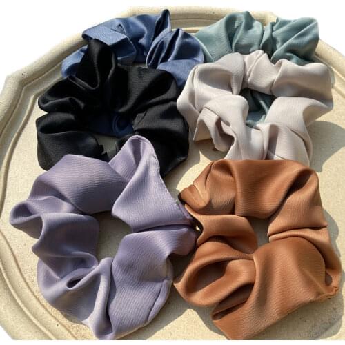 3.9 inch Women Boutique Satin Silk Scrunchies Girls Elastic Silk Hair Band Sweet Crunchy Hair Ties Gum Ponytail Holder Headdress