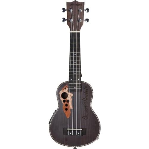 Ammoon Spruce 21" Acoustic Ukulele 15 Fret 4 Strings Stringed Musical Instrument with Built-in EQ Pickup