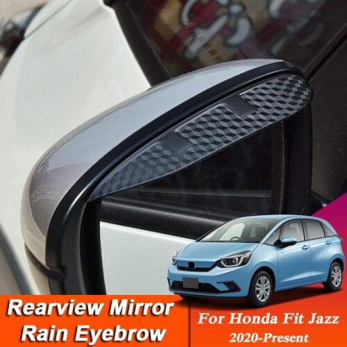 Car-styling For Honda FIT JAZZ 2020-Present Carbon Fiber Rearview Mirror Eyebrow Rain Shield Anti-rain Cover External Accessory