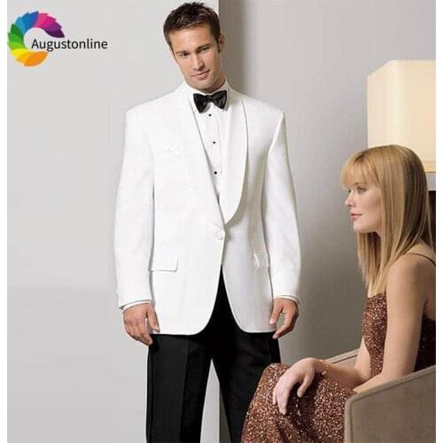 Men Suits For Wedding Bridegroom White Evening Party Blazer Custom Slim Fit Formal Tailored Tuxedos Terno Traje Hombre 2 Pieces