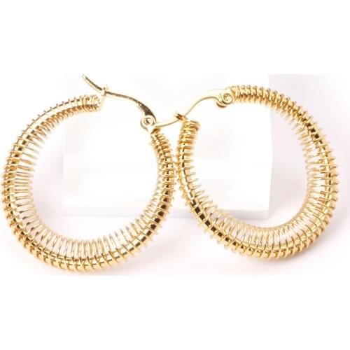 Gold/Silver Color Stainless Steel Big Circle Earrings for Women Bohemian Fashion Jewelry Hoop Earrings Party Gift Accessories