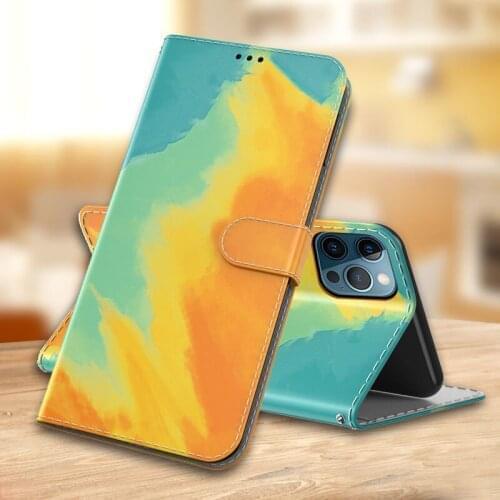 Watercolor Painting Phone Case For Samsung Galaxy A02 A12 A22 A32 A42 A52 A72 A82 J3 J5 2017 A6 Cover Card Flip Wallet Leather