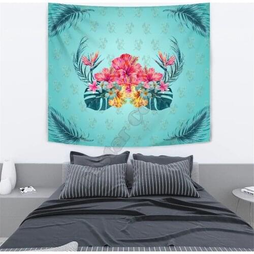 Flower Hibiscus Plumeria Centre Tapestry 3D Printed Tapestrying Rectangular Home Decor Wall Hanging