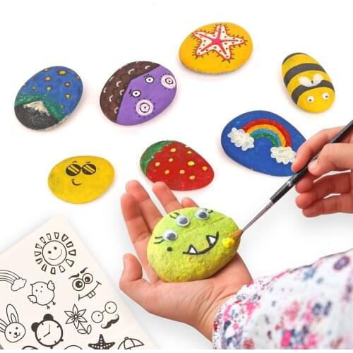 Childrens toy stone painting set girls' creative handmade diy graffiti painting multicolor childrens painting Stone