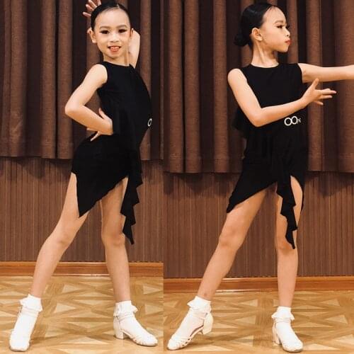 Kids Professional Dance Dress Latin Girls Sleeveless Practice Clothes Summer Party Dress Ballroom Tango Stage Costume New BL4168