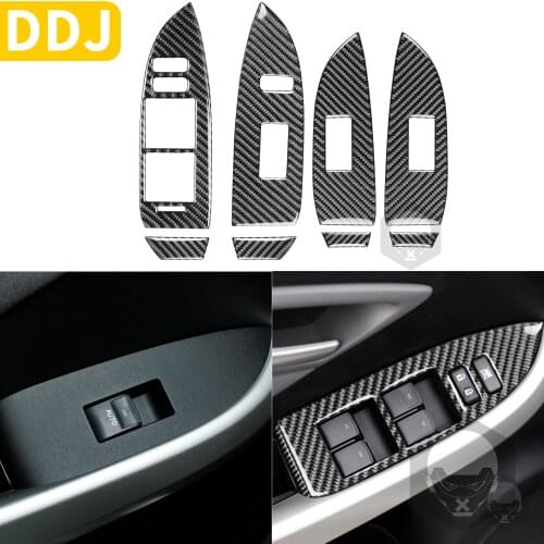 For Toyota Prius XW30 ZVW30 ZVW35 2009-2015 Carbon Fiber Door Control Window Lift Switch Panel Sticker Car Accessories