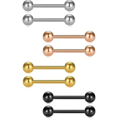 JFORYOU 316L Stainless Steel Nipple Rings Tongue Rings Barbell Bar Nipple Piercing 16G 14mm 16mm 18mm 8PCS