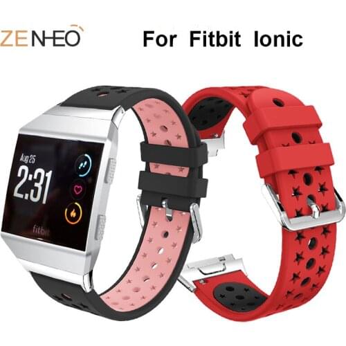 Lovely Silicone watch strap For Fitbit Ionic double colors Watches band replacement For Fitbit Ionic Bracelet wristband