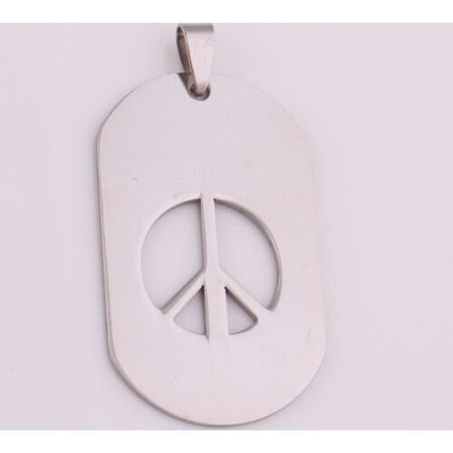 Men Stainless Steel Peace sign Necklace Pendant