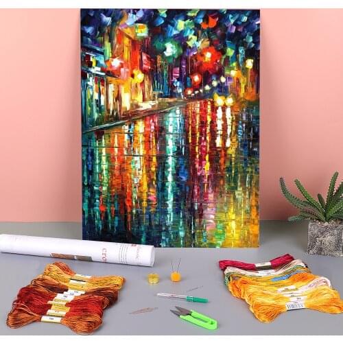 Mirror The Night Printed 11CT Cross-Stitch Set DIY Embroidery DMC Threads Craft Painting Handiwork Handmade Stamped Decor