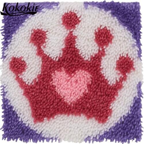 Latch hook kits rug Crown printed Crochet yarn diy tapis canvas knitting needle kit for carpet tapestry kits latch hook kussen