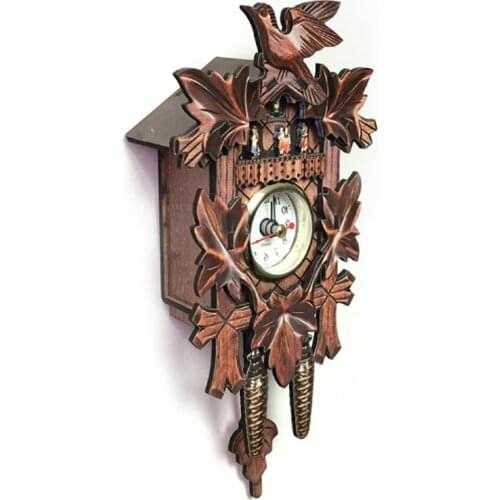 Retro Wall Clock Handcrafted Wood Mini Clock Cuckoo Living Room Bedroom Home Decoration Antique Pendulum Clock