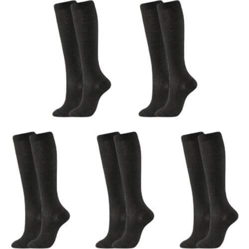 5 Pairs Compression Stockings Anti-Fatigue Comfortable Solid Color Socks Blood Circulation Promotion Slimming Compression Socks