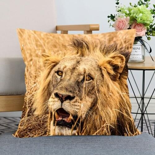 New Arrival Lion Animal Pillow Case For Home Decorative Pillows Cover Invisible Zippered Throw PillowCases 40X40,45X45cm
