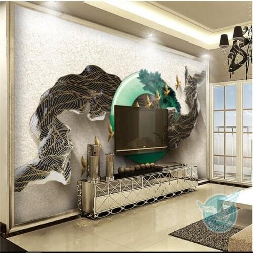 Wellyu New Chinese creative 3D stereo abstract lines jasper background wall custom large fresco green wallpaper