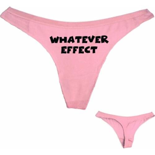 New Sexy Thong Underwear WHATEVER EFFECT Letter Funny Printed Cotton Women T Panties G String Low Waist