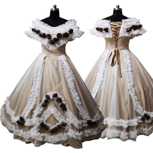 New brown Vintage costumes 18th Duchess Retro medieval Renaissance Reenactment Theatre Civil war Victorian dress D-371
