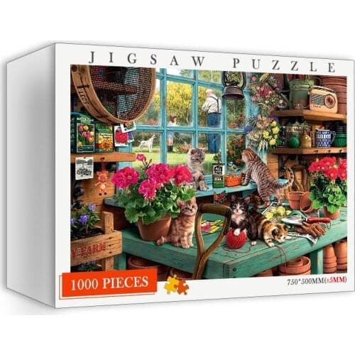 Jigsaw Puzzles 1000 Pieces for Adults Interesting Cat Painting Pattern Puzzles Wooden 1000 Pieces Puzzles DIY Stress Relief Toys
