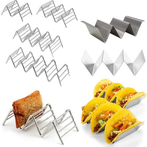 Stainless Steel Taco Shell Holder Kitchen Food Protector Mexican Pancake Stand Drain Tray Salsa Cup Kitchen Tools