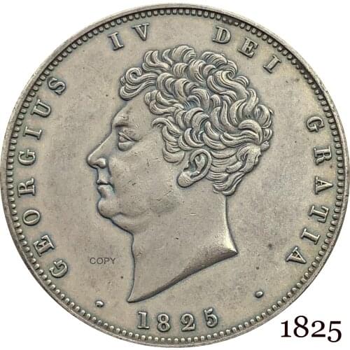 United Kingdom 1825 George IV 1/2 Half Crown BRITANNIARUM Copy Coin Cupronickel Silver Plated Replica Coins